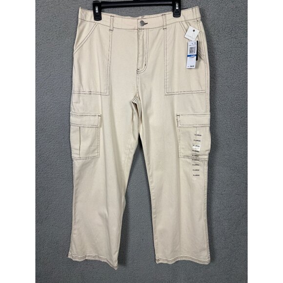 Ultra Flirt Women's Juniors' Wide Leg Fit Cargo Pants High Waist Beige XL NWT's - Picture 1 of 8